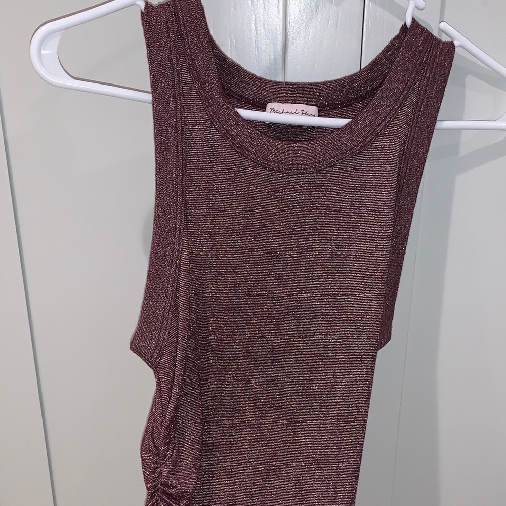 NWOT Michael Stars Plum Sleeveless Shirred Tank with side ruching